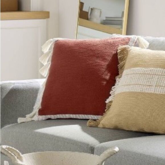 Threshold Studio McGee Woven Frame Square Throw Pillow with Side Tassels - Picture 4 of 6